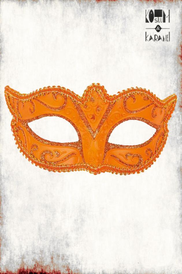 Venetiaans Masker Vrouwen Oranje Glitter
