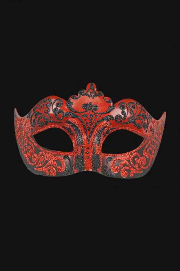 Venetiaans Oogmasker Vrouw Zwart Rood Hera