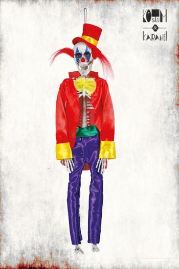 Clown Mini Skelet Halloween Decoratie 40 cm
