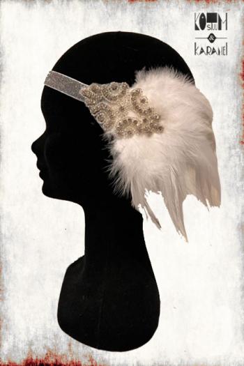 Vintage Twenties Haarband Wit Luxe