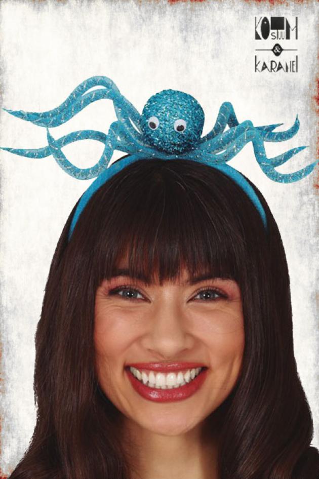 Octopus Diadeem Blauw Turqoise Glitter