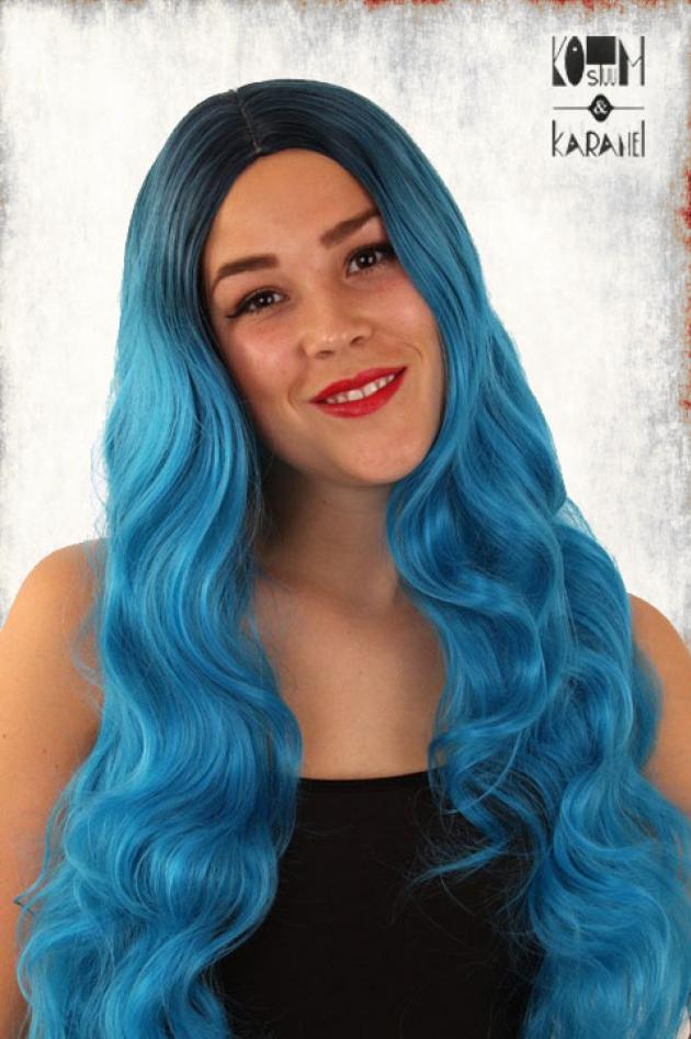 Pruik Dames Ombre Blauw Zwart Siska