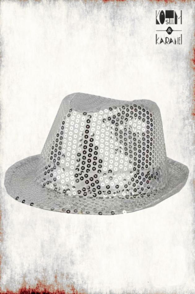 Hoedje Trilby Pailletten Zilver