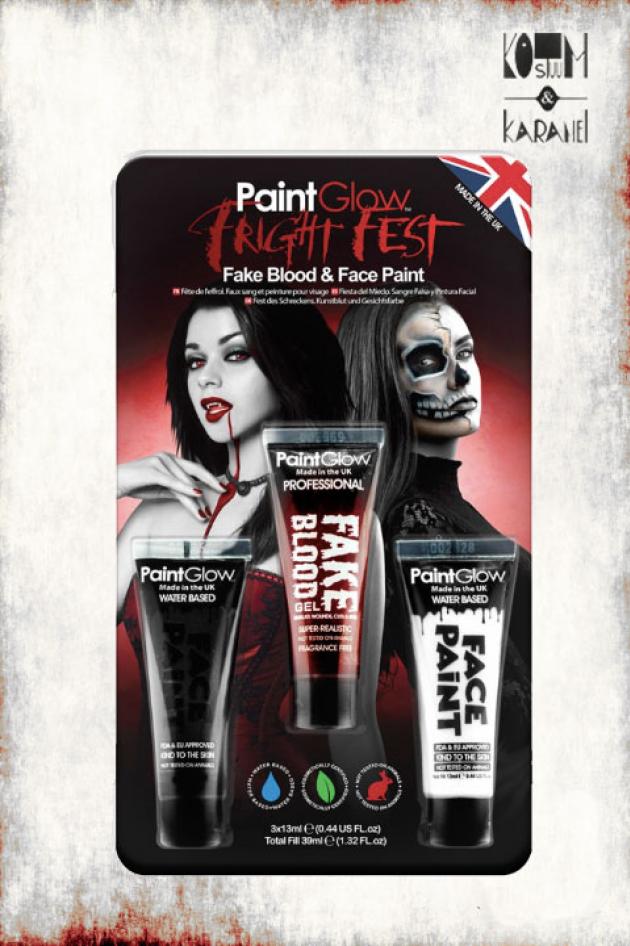 Set Vals Schminkbloed en Tube Schmink Wit Zwart Halloween