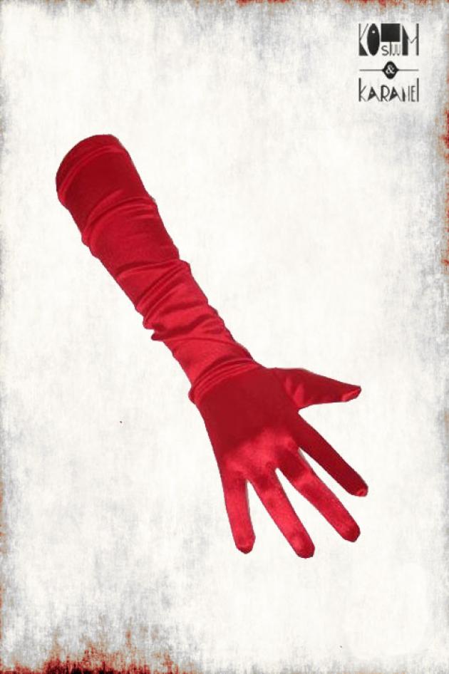 Lange Handschoenen Rood Satijnglans 48 cm