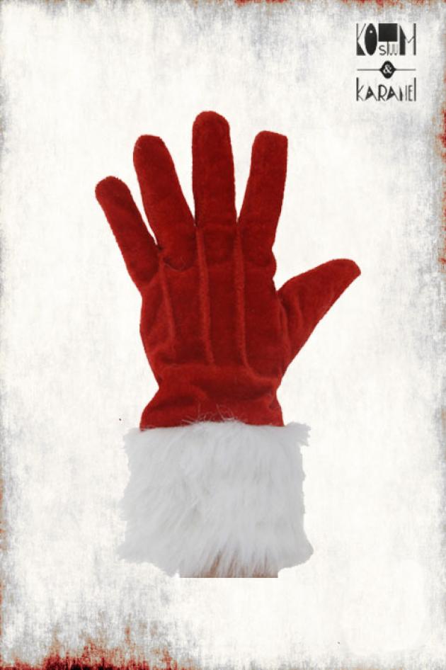 Handschoenen Kerstman Dieprood met witte Pels