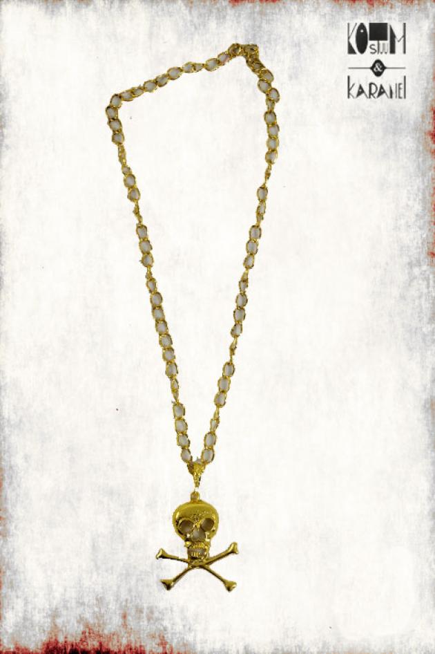 Halsketting Goud Skull Piraat